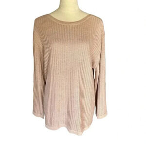 August Silk Knits Catharine Lover Silk Cotton Taupe Neutral Sweater Women Size M